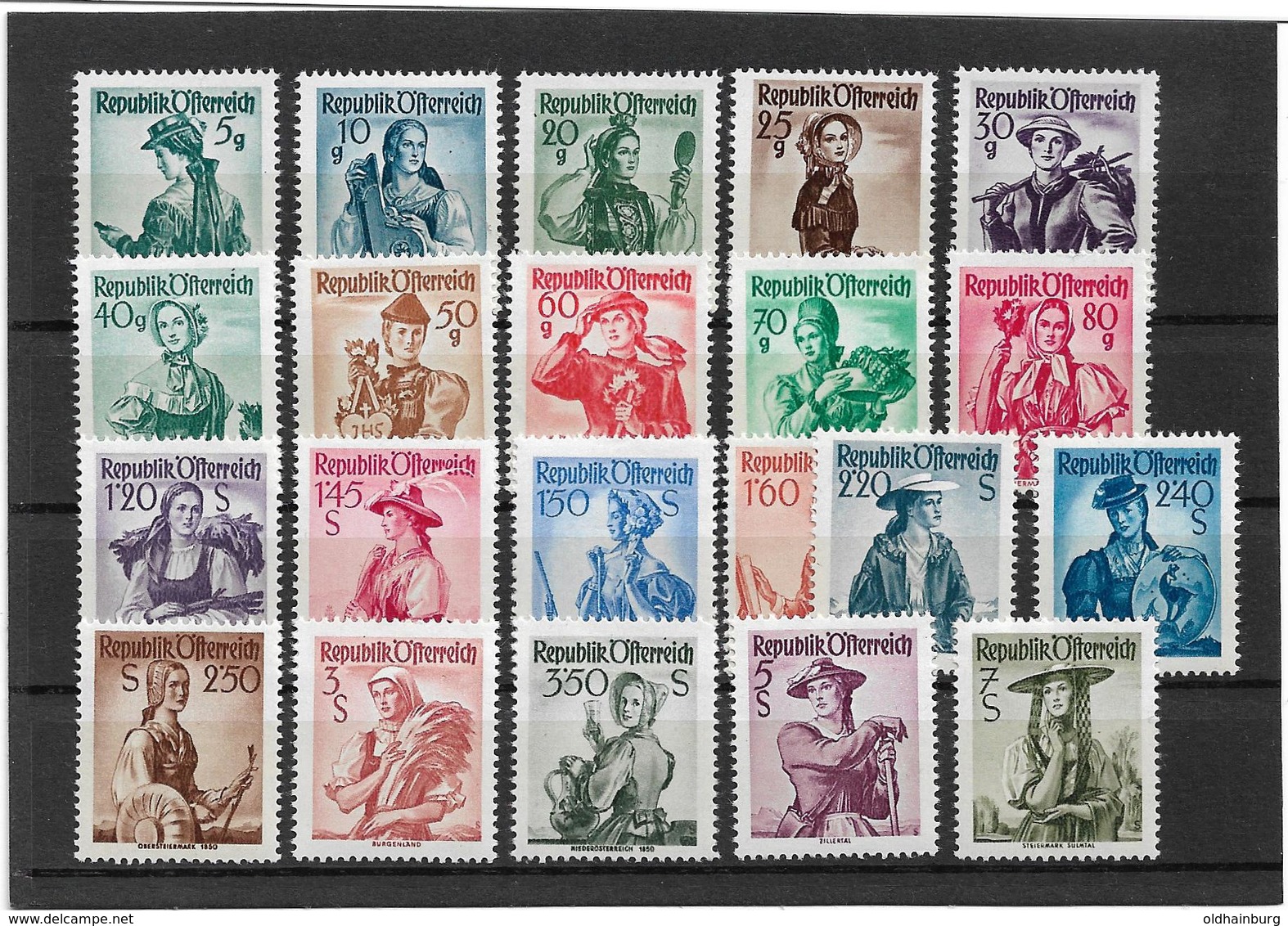 1690b: Österreich 1958, Trachten Weiß ** Komplett - Nuevos