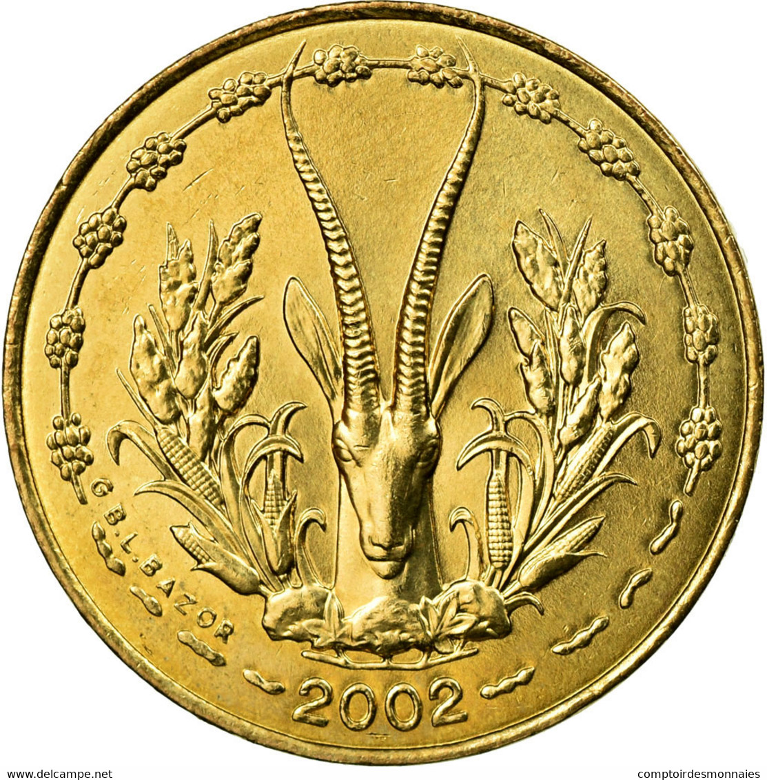 Monnaie, West African States, 5 Francs, 2002, SUP, Aluminum-Nickel-Bronze, KM:2a - Côte-d'Ivoire