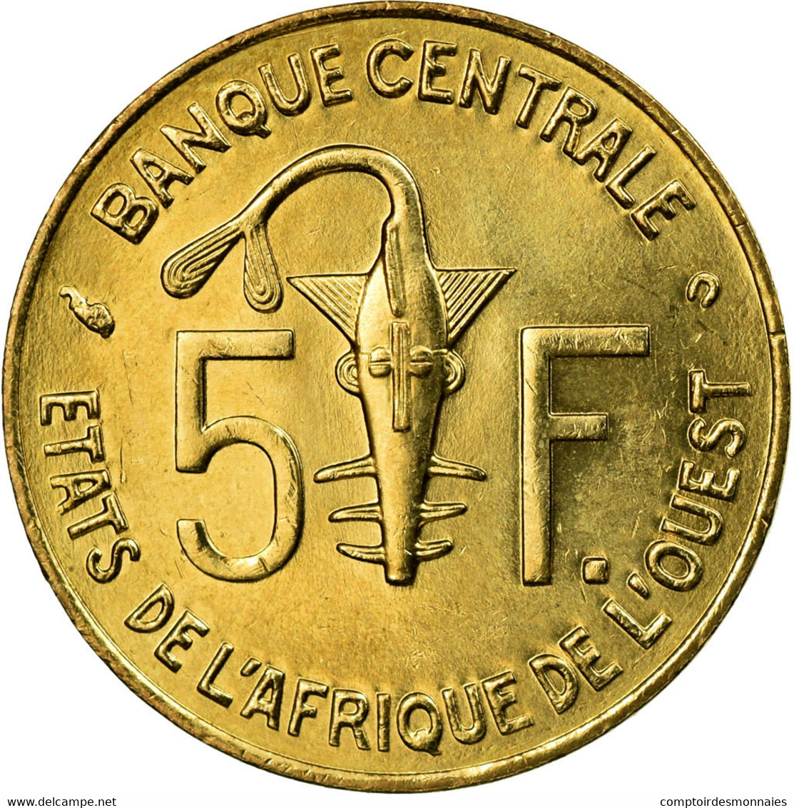 Monnaie, West African States, 5 Francs, 2002, SUP, Aluminum-Nickel-Bronze, KM:2a - Côte-d'Ivoire