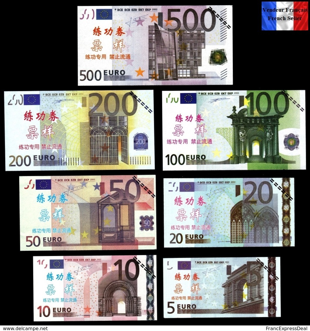 Set Complet De 7 Billets NEUFS Euros - SPECIMEN Echantillons Test Practice Banknotes - Prove Private