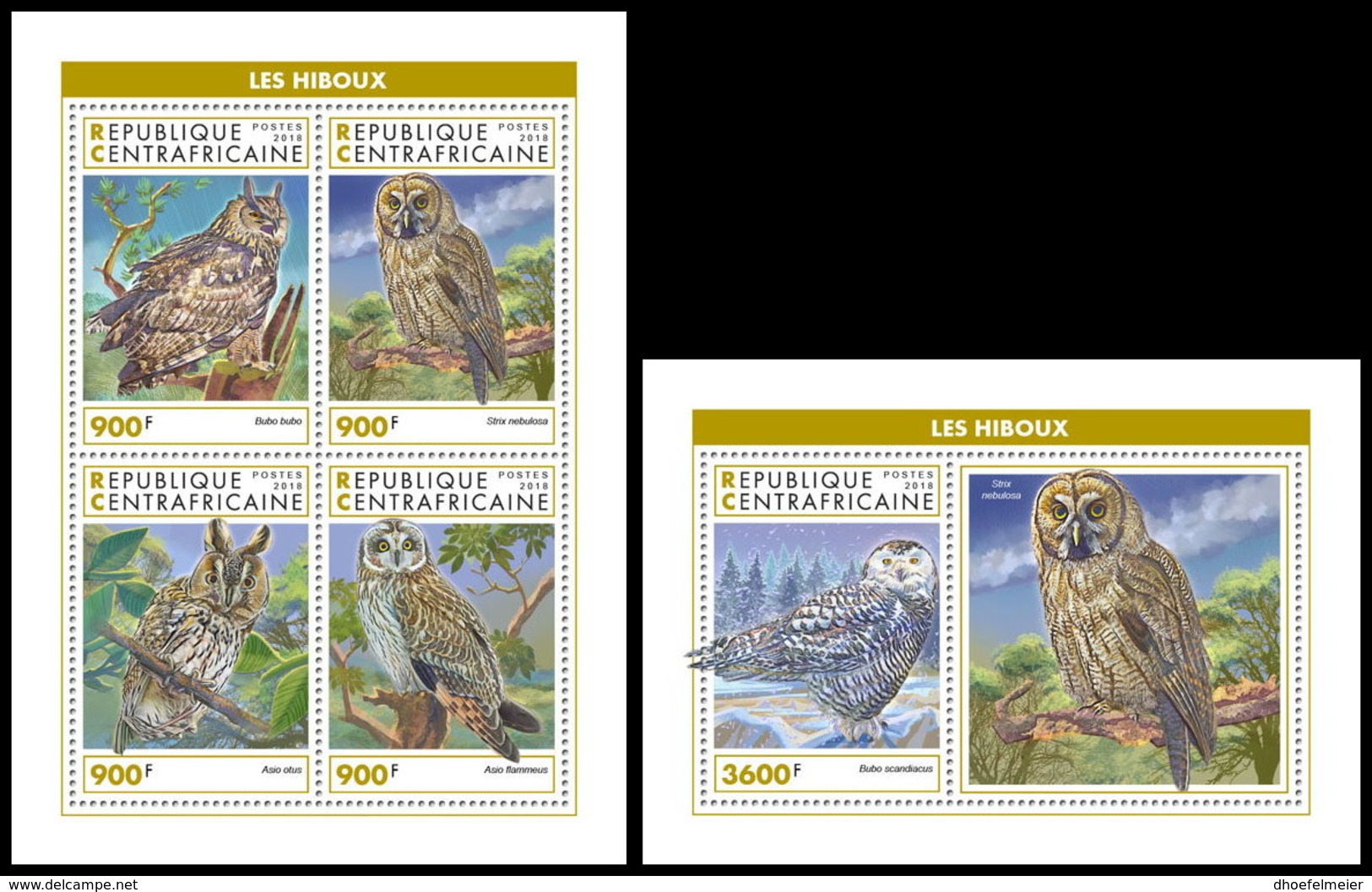 CENTRAL AFRICA 2018 MNH Owls Eulen Hiboux M/S+S/S - OFFICIAL ISSUE - DH1905 - Búhos, Lechuza