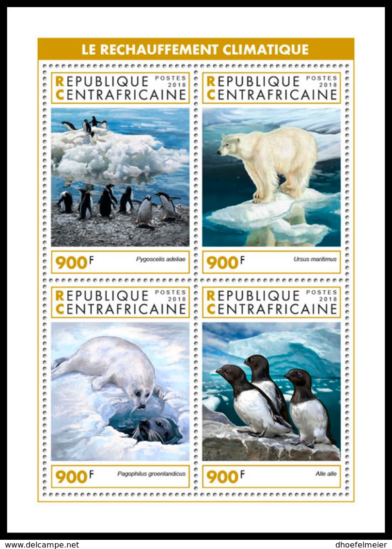 CENTRAL AFRICA 2018 MNH Antarctic Animals Tiere Der Antarktis Animaux De Antarctique M/S - OFFICIAL ISSUE - DH1905 - Faune Antarctique
