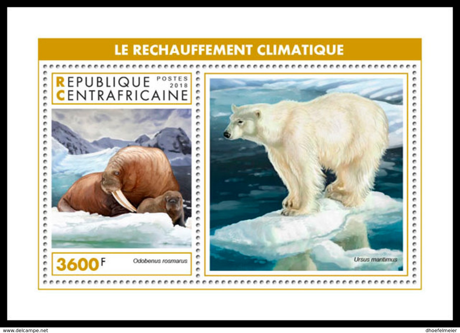 CENTRAL AFRICA 2018 MNH Antarctic Animals Tiere Der Antarktis Animaux De Antarctique S/S - IMPERFORATED - DH1905 - Antarctische Fauna
