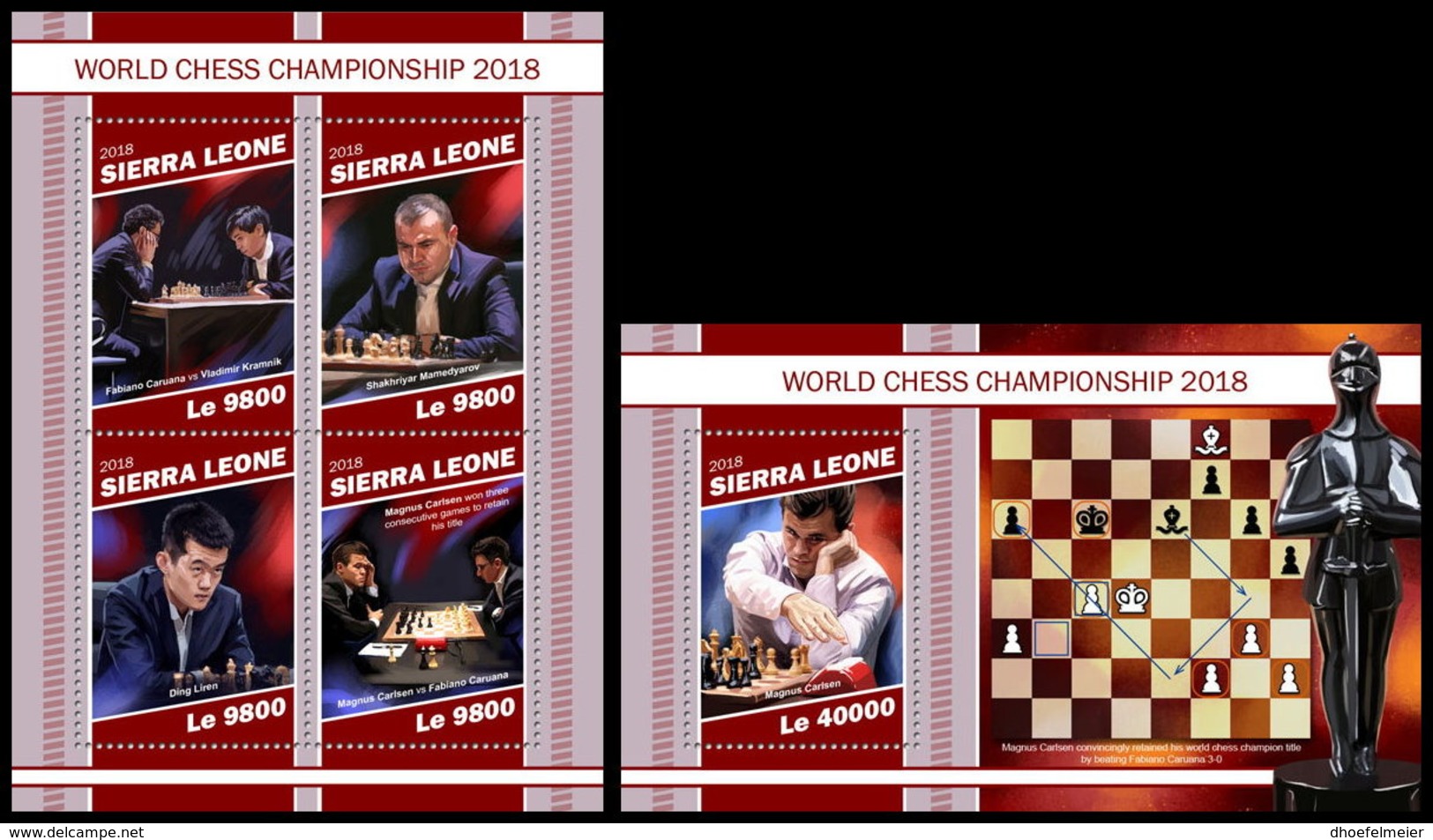 SIERRA LEONE 2018 MNH World Championship 2018 Chess Schach Echecs M/S+S/S - OFFICIAL ISSUE - DH1905 - Echecs