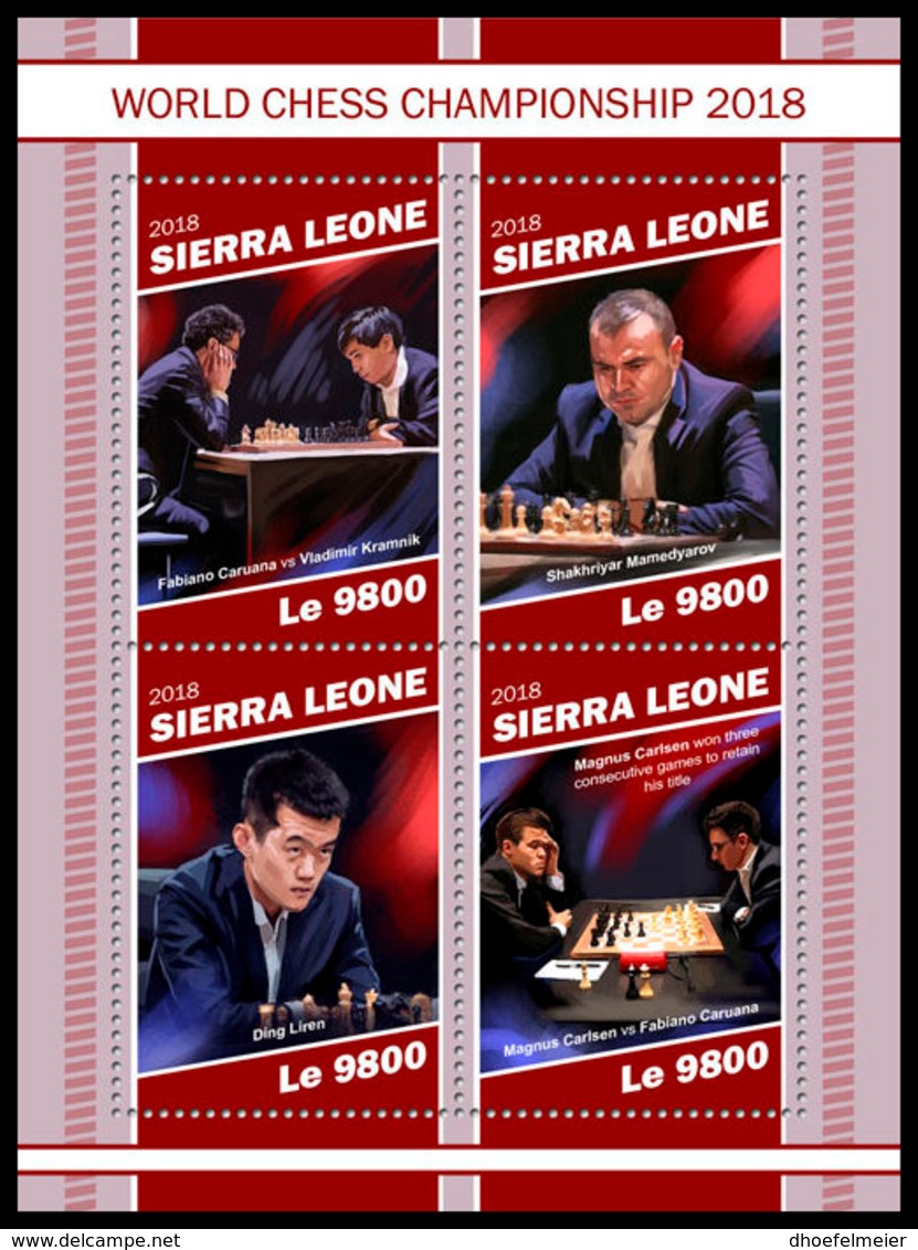 SIERRA LEONE 2018 MNH World Championship 2018 Chess Schach Echecs M/S - OFFICIAL ISSUE - DH1905 - Echecs