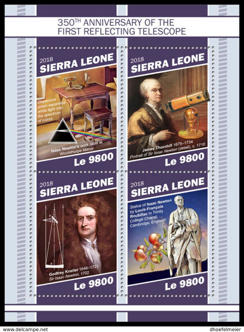 SIERRA LEONE 2018 MNH 1st Reflecting Telescope Spiegelteleskop Telescope A Reflexion M/S - OFFICIAL ISSUE - DH1905 - Astronomie