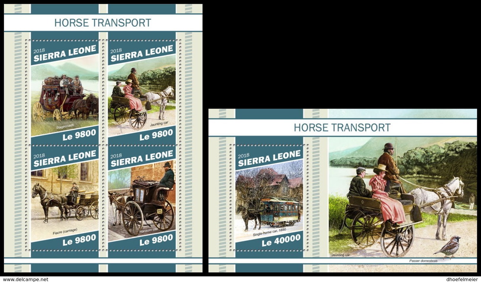 SIERRA LEONE 2018 MNH Horse Transports Pferdekutschen Chevaux Caleches M/S+S/S - IMPERFORATED - DH1905 - Diligenze