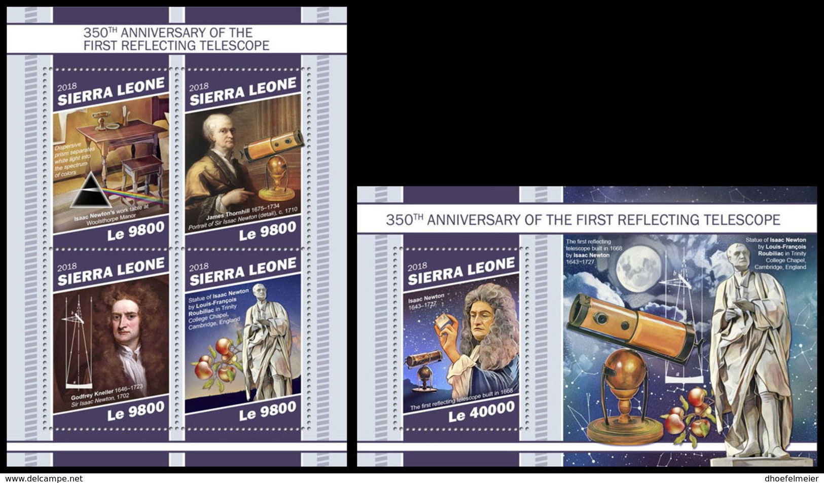 SIERRA LEONE 2018 MNH 1st Reflecting Telescope Spiegelteleskop Telescope A Reflexion M/S+S/S - IMPERFORATED - DH1905 - Astronomie