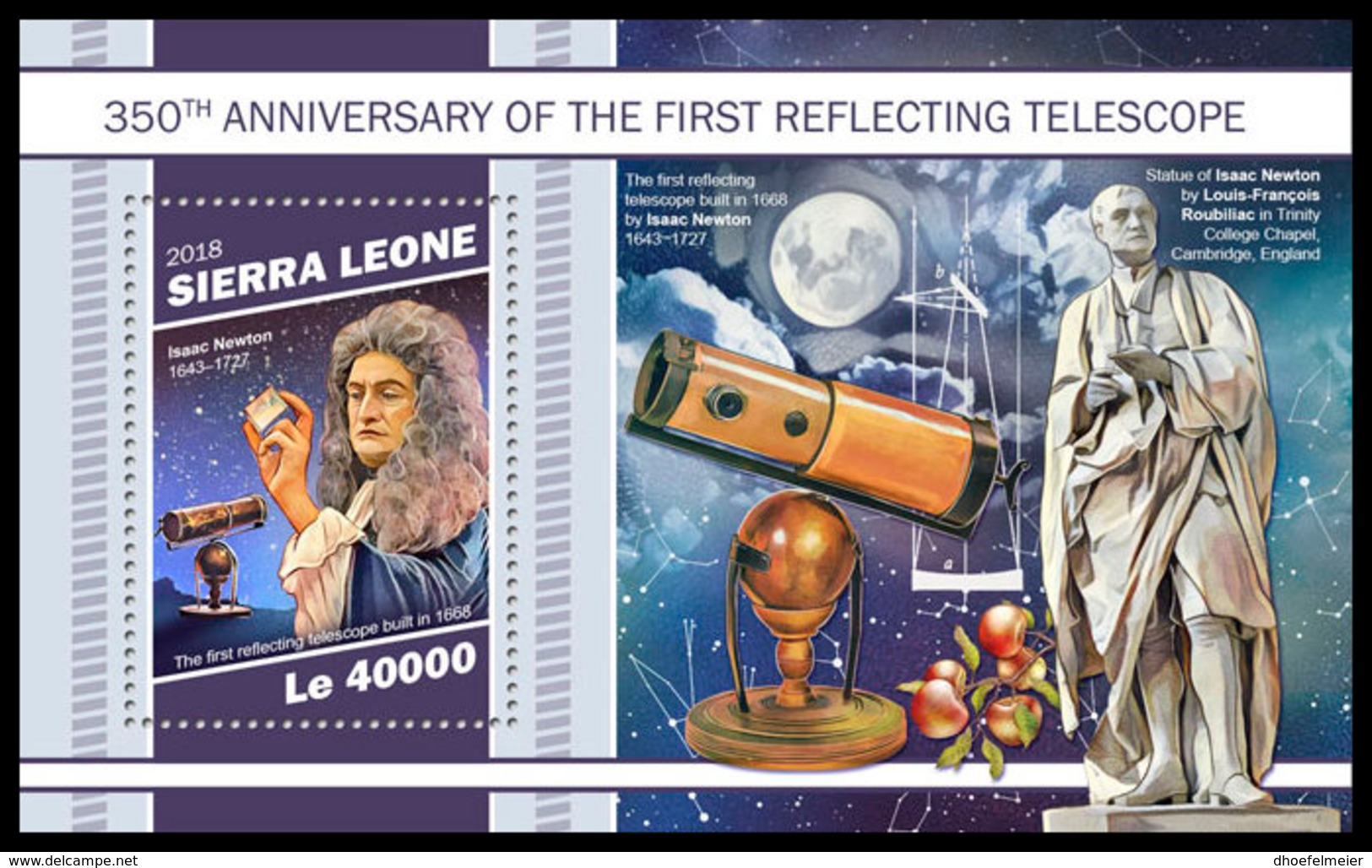 SIERRA LEONE 2018 MNH 1st Reflecting Telescope Spiegelteleskop Telescope A Reflexion S/S - IMPERFORATED - DH1905 - Astronomie