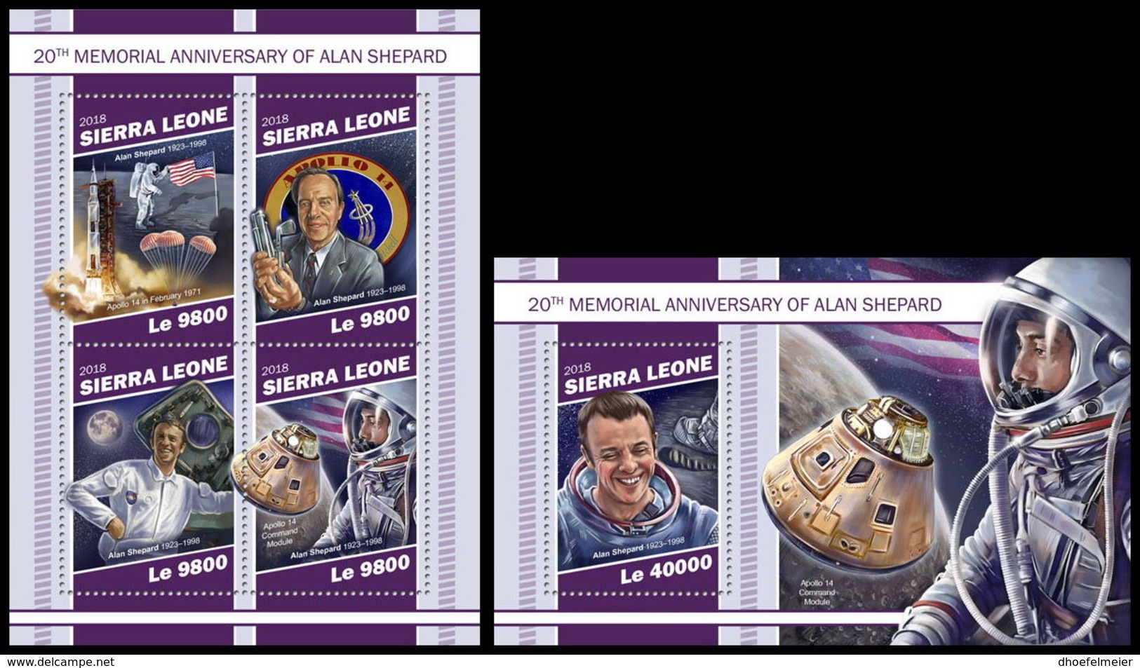 SIERRA LEONE 2018 MNH Alan Shepard Apollo 14 Space Raumfahrt Espace M/S+S/S - IMPERFORATED - DH1905 - Africa