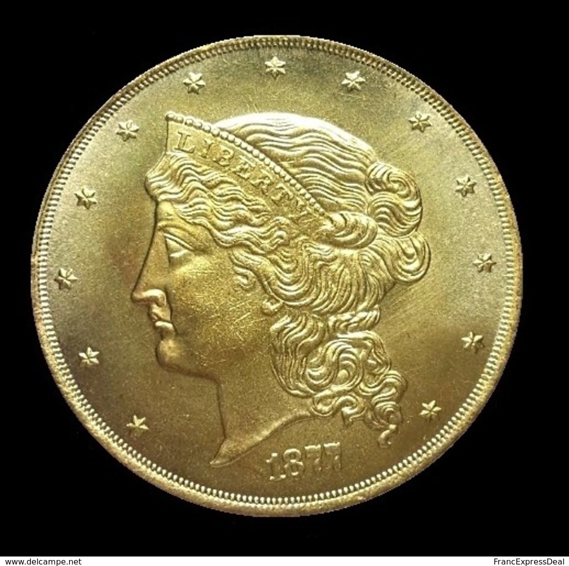 COPIE - 1 Pièce Plaquée OR ( GOLD Plated Coin ) - Etats-Unis USA - 50 Dollars 1877 Diamètre 5 Cm ! - Non Classés