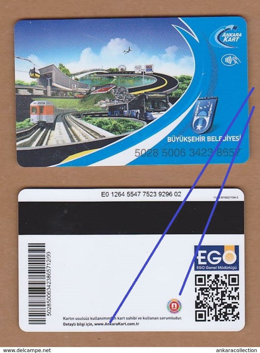 AC - MULTIPLE RIDE METRO, SUBWAY & BUS PLASTIC CARD ANKARA  #2, TURKEY PUBLIC TRANSPORTATION - Autres & Non Classés