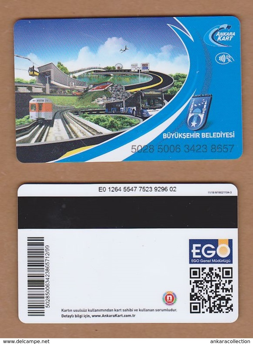 AC - MULTIPLE RIDE METRO, SUBWAY & BUS PLASTIC CARD ANKARA  #2, TURKEY PUBLIC TRANSPORTATION - Autres & Non Classés