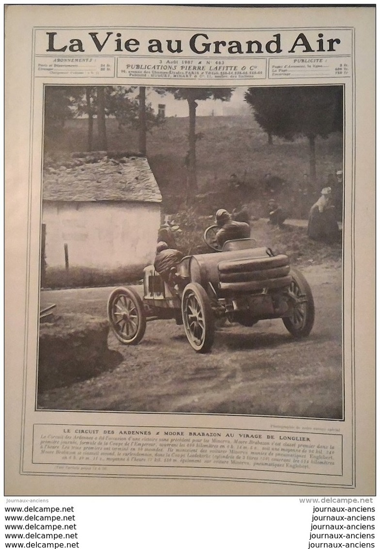 1907 CIRCUIT DES ARDENNES - AUTOMOBILE CRITERIUM DE LA PRESSE ROUEN TROUVILLE - TOUR DE FRANCE - PEKIN PARIS - Autres & Non Classés