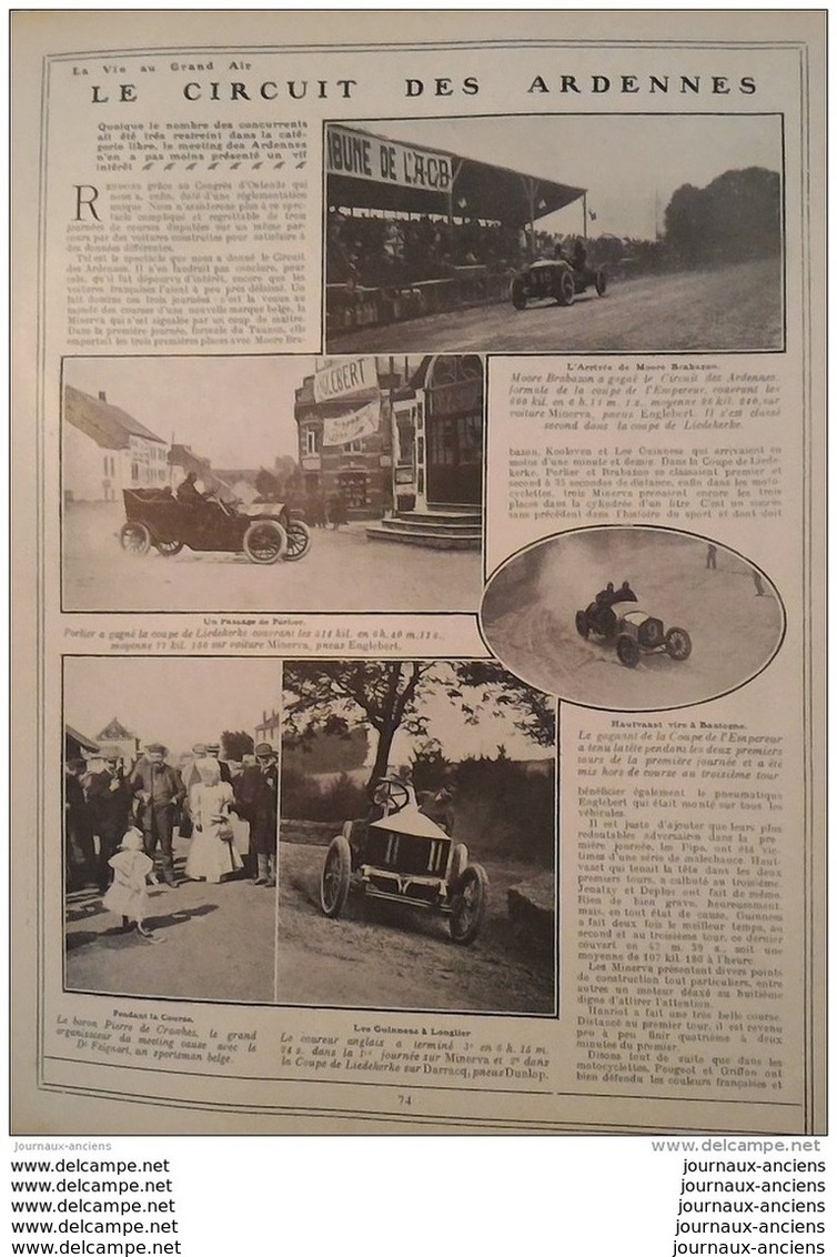 1907 CIRCUIT DES ARDENNES - AUTOMOBILE CRITERIUM DE LA PRESSE ROUEN TROUVILLE - TOUR DE FRANCE - PEKIN PARIS - Altri & Non Classificati