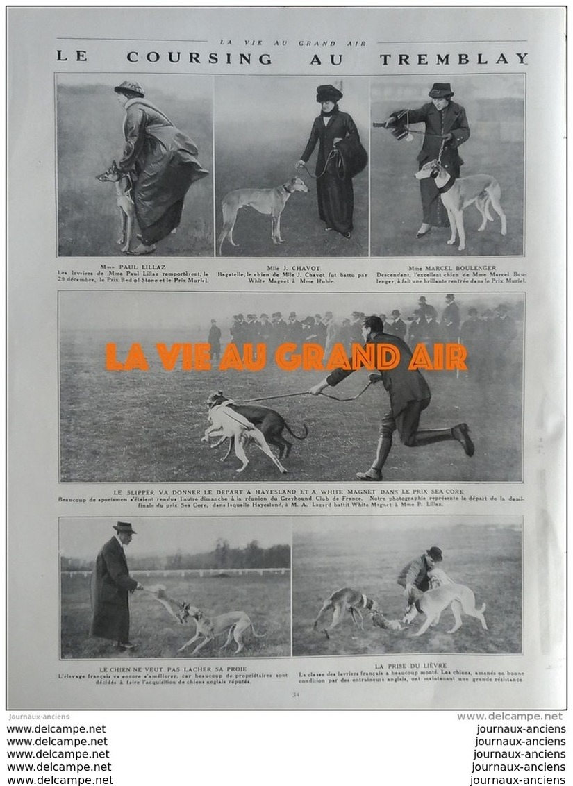 1913 RUGBY FRANCE ECOSSE - L'AVIATION DE GUERRE EMILE VEDRINES - CYCLISME LES SIX JOURS DE PARIS - COURSING A TREMBLAY