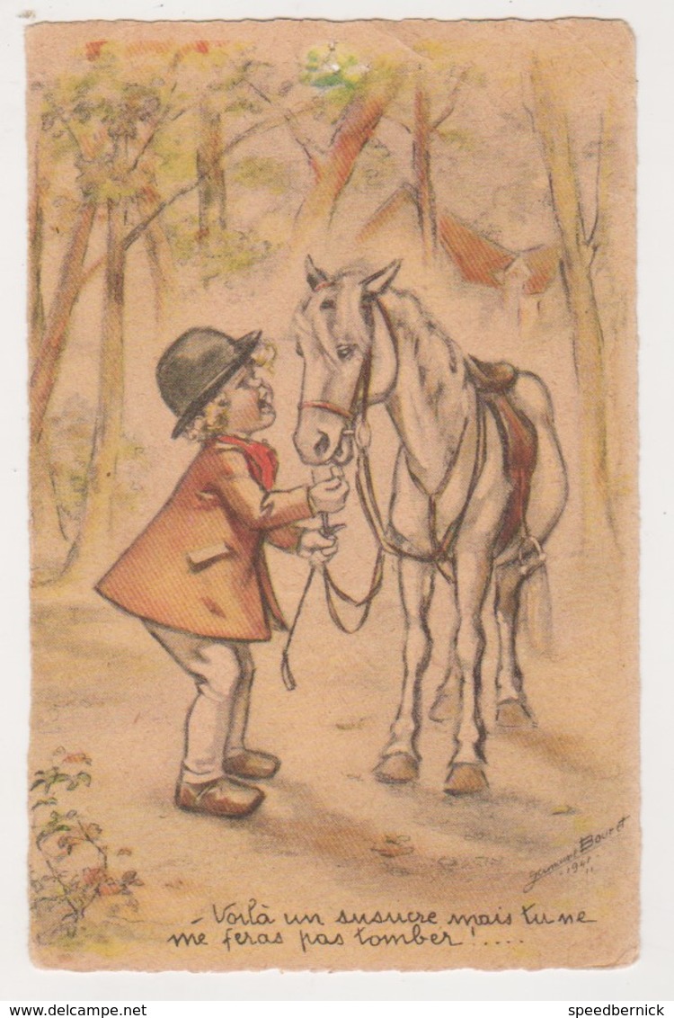 26800 Germaine Bouret 1941 -susucre Tomber Cheval Enfant Equitation ! Attention état ! AEC Paris - Bouret, Germaine