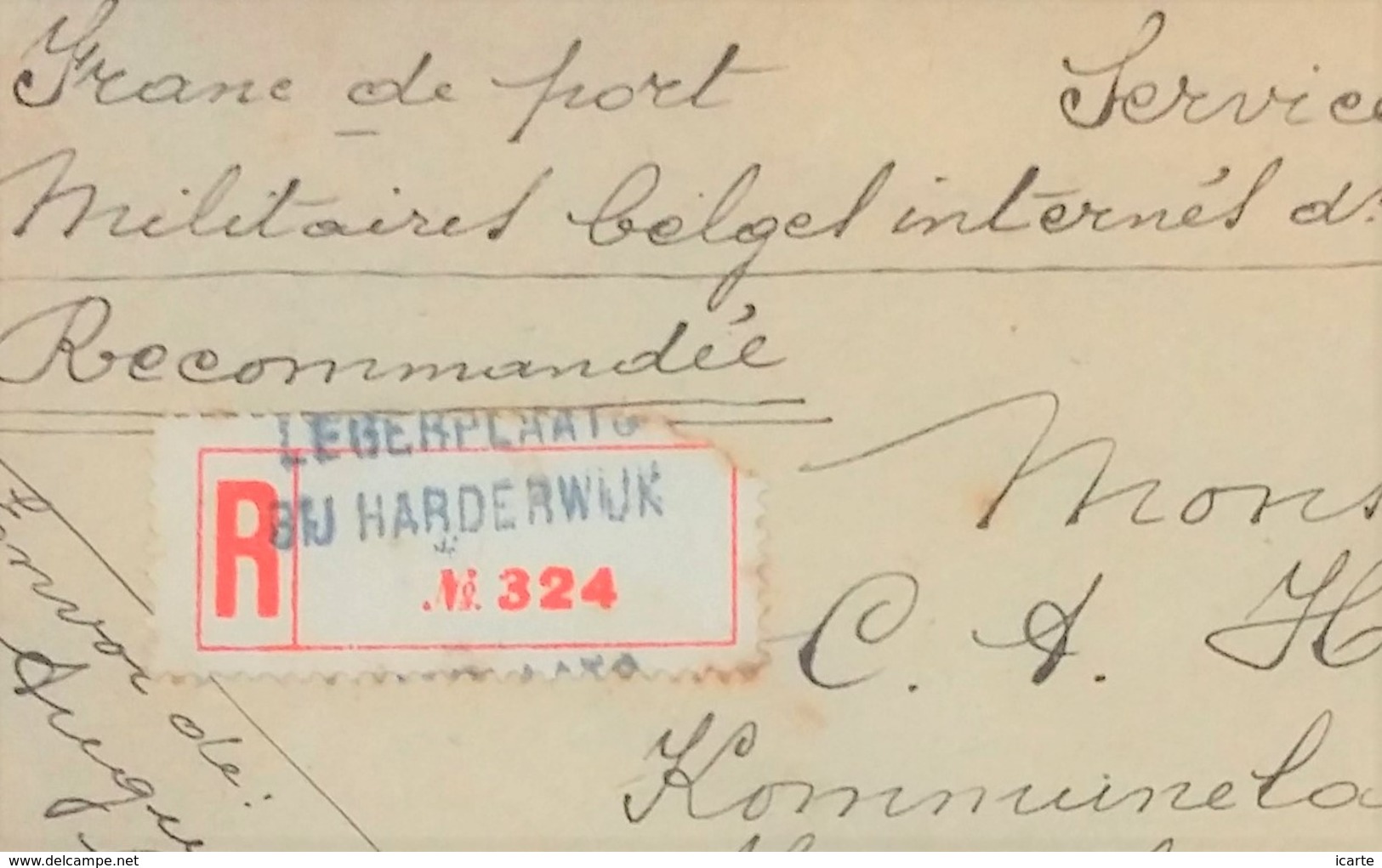 Env Recommandé PRISONNIER De GUERRE BELGE INTERNE En HOLLANDE HARDERWYJK Sept 1915 Pour Aarhus Danemark - Guerra Del 1914-18