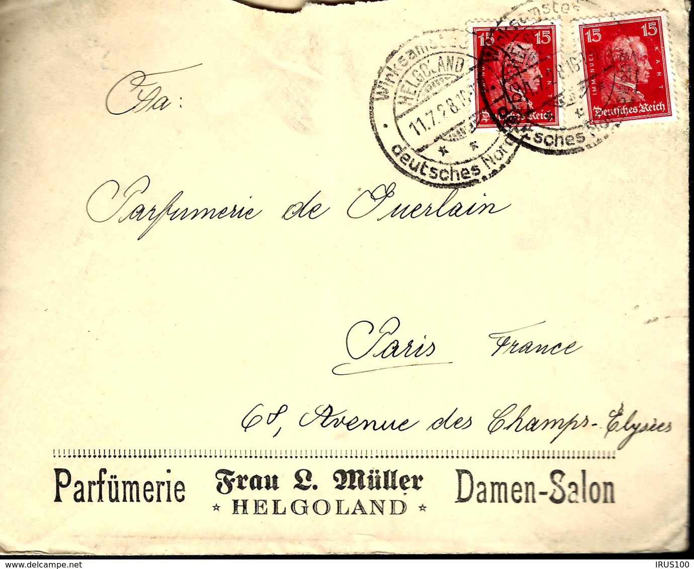 LETTRE PROVENANT DE HELGOLAND - 1928 - DAMEN SALON - PARFÜMERIE - - Lettres & Documents