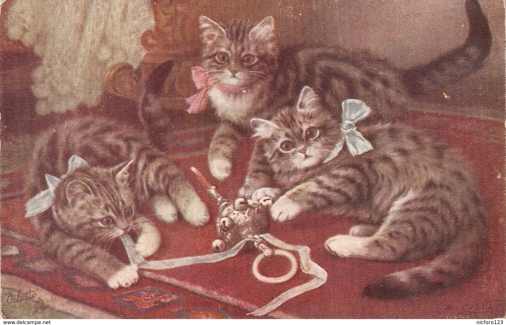 "Persis Kirms. Cats Playtime"  Tuck Oilette Catland  Series PC # 3582 - Bertiglia, A.