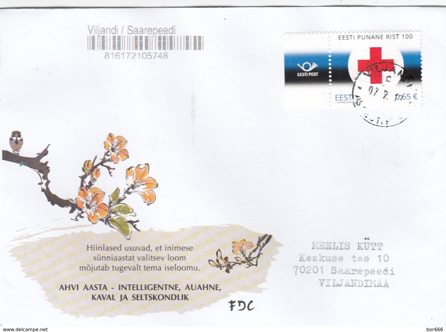 GOOD ESTONIA Postal Cover 2019 - Good Stamped: Red Cross 100 - Estonia