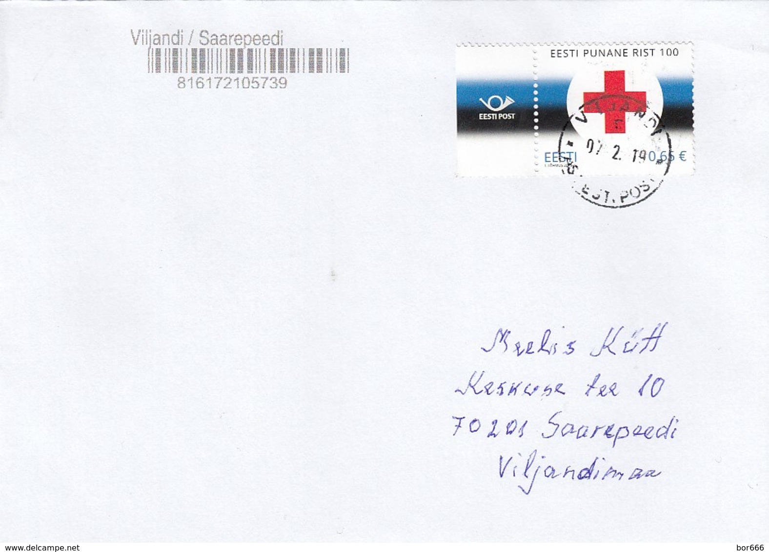 GOOD ESTONIA Postal Cover 2019 - Good Stamped: Red Cross 100 - Estonia