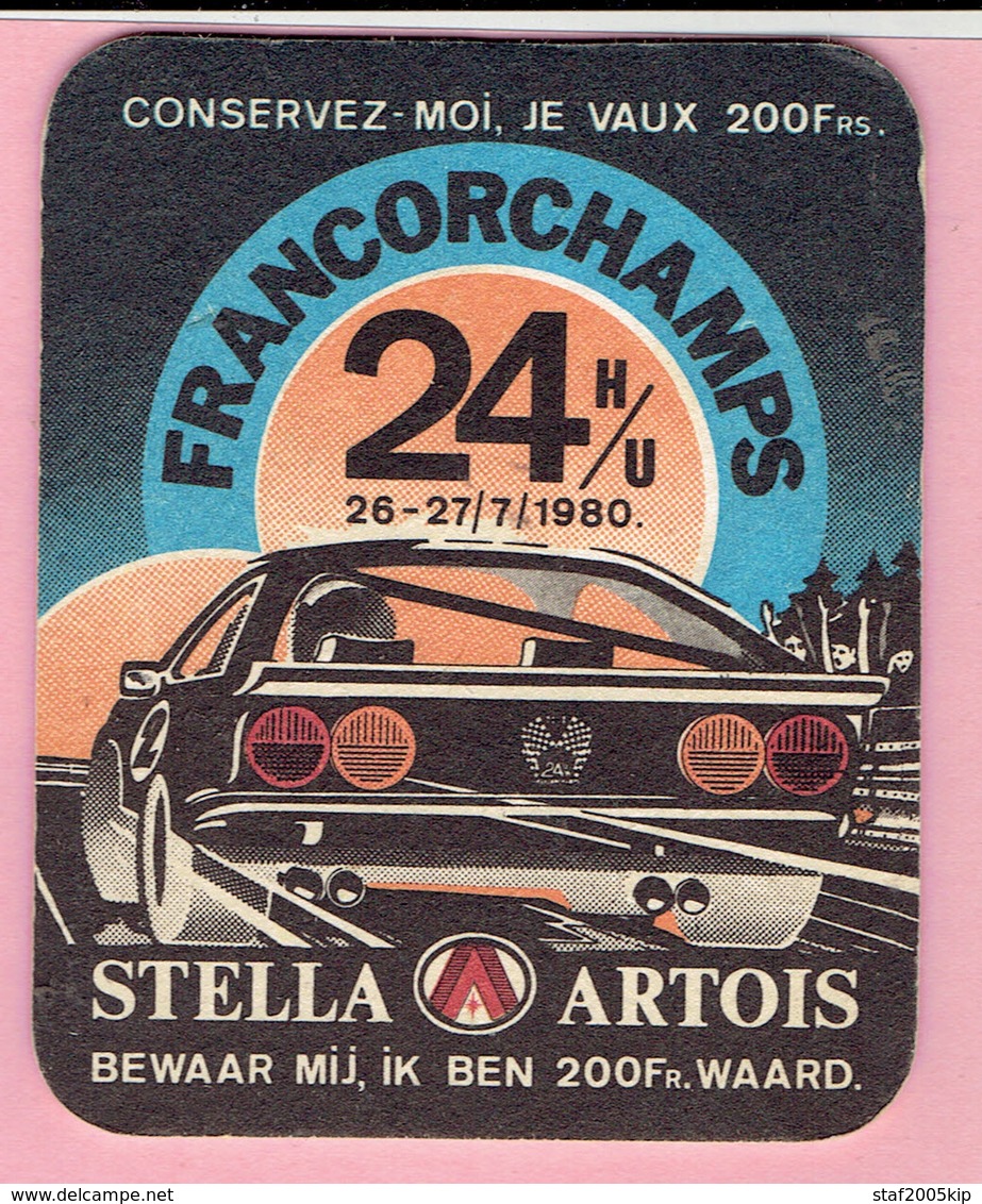 Bierviltje - STELLA ARTOIS - 24 H/U FRANCORCHAMPS - 1980 - Bierdeckel