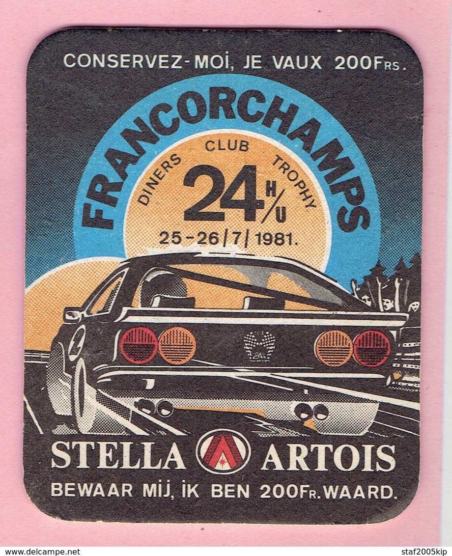 Bierviltje - STELLA ARTOIS - 24 H/U FRANCORCHAMPS - 1981 - Sous-bocks