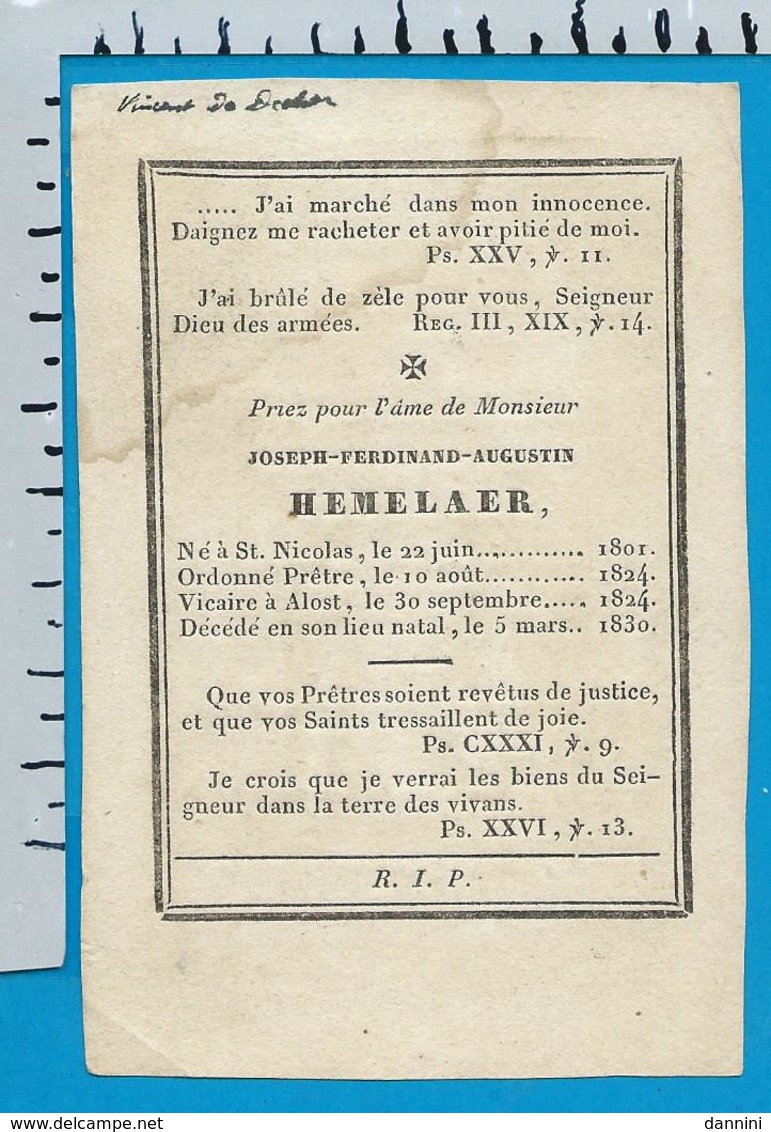 Holycard    St. Dionysus V. St. Denis   Mons.   Hemelaer   St. Nicolaas   Aalst - Imágenes Religiosas