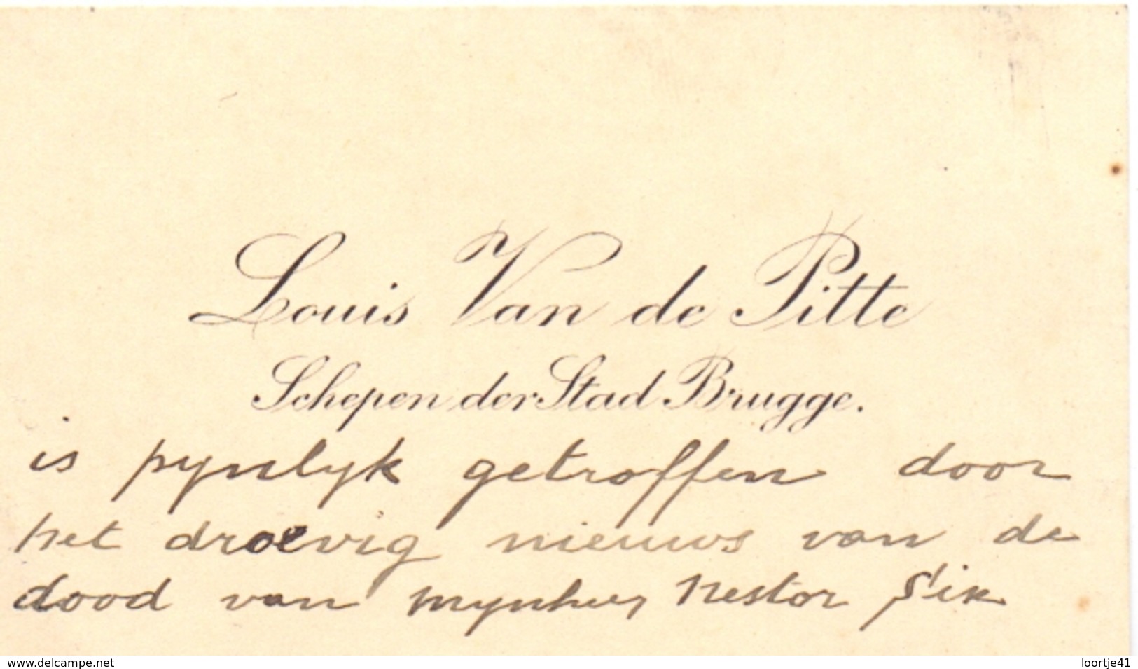 Visitekaartje - Carte Visite - Schepen Stad Brugge - Louis Van De Pitte - Cartes De Visite