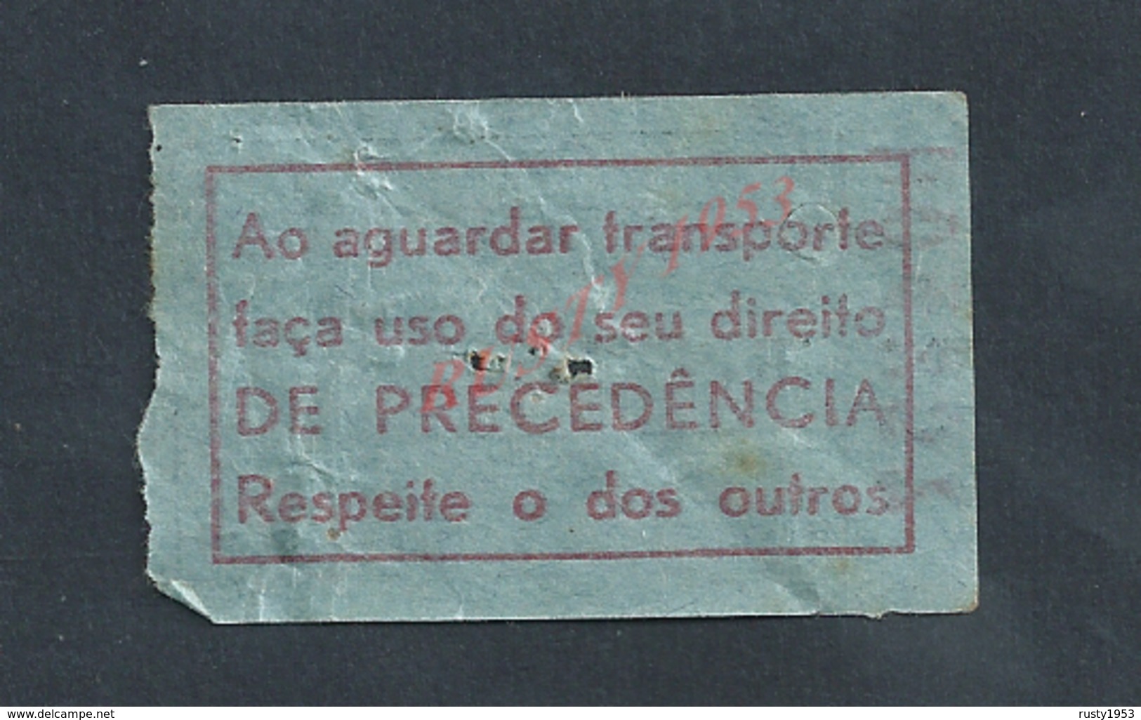 PORTUGAL TICKET DE TRANSPORT BUS OU TRAMWAY ? AVEC PUB : - Europe