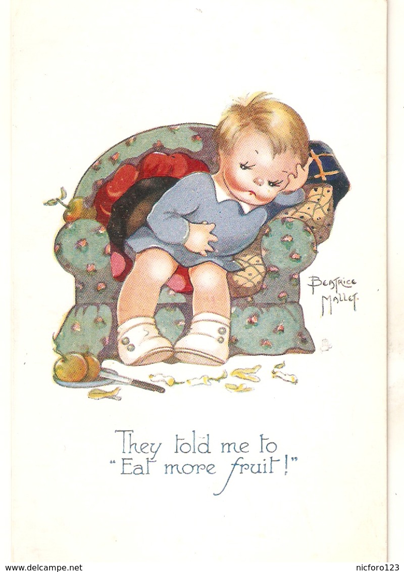 "Beatrice Mallet. They Told Me To Eat More Fruit!" Tuck Oiette Cute Kiddies Series PC # 3608 - Tuck, Raphael