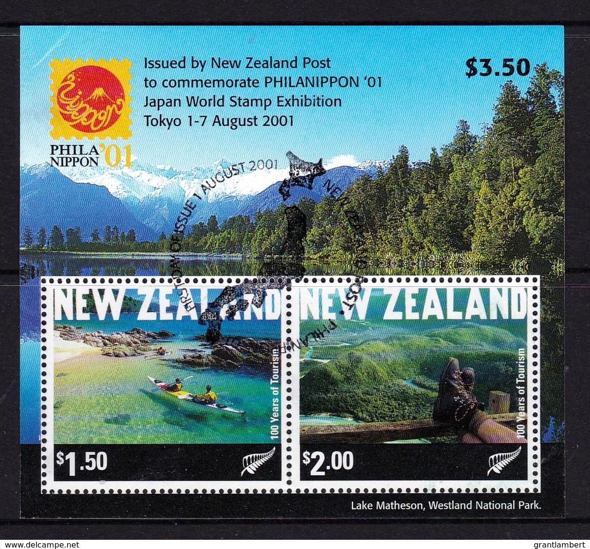 New Zealand 2001 PHILANIPPON '01 Tourism Minisheet Used - See Notes - Usati