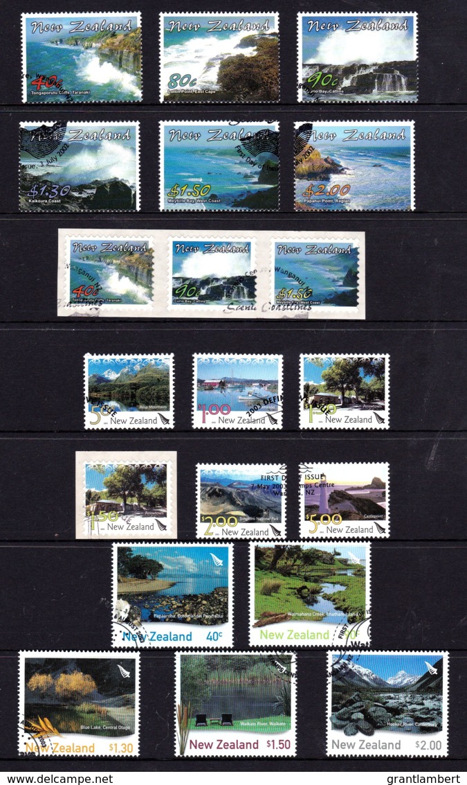 New Zealand 2002 Scenic Coastlines, 2003 Scenic Definitives & Waterways Sets Used - Used Stamps