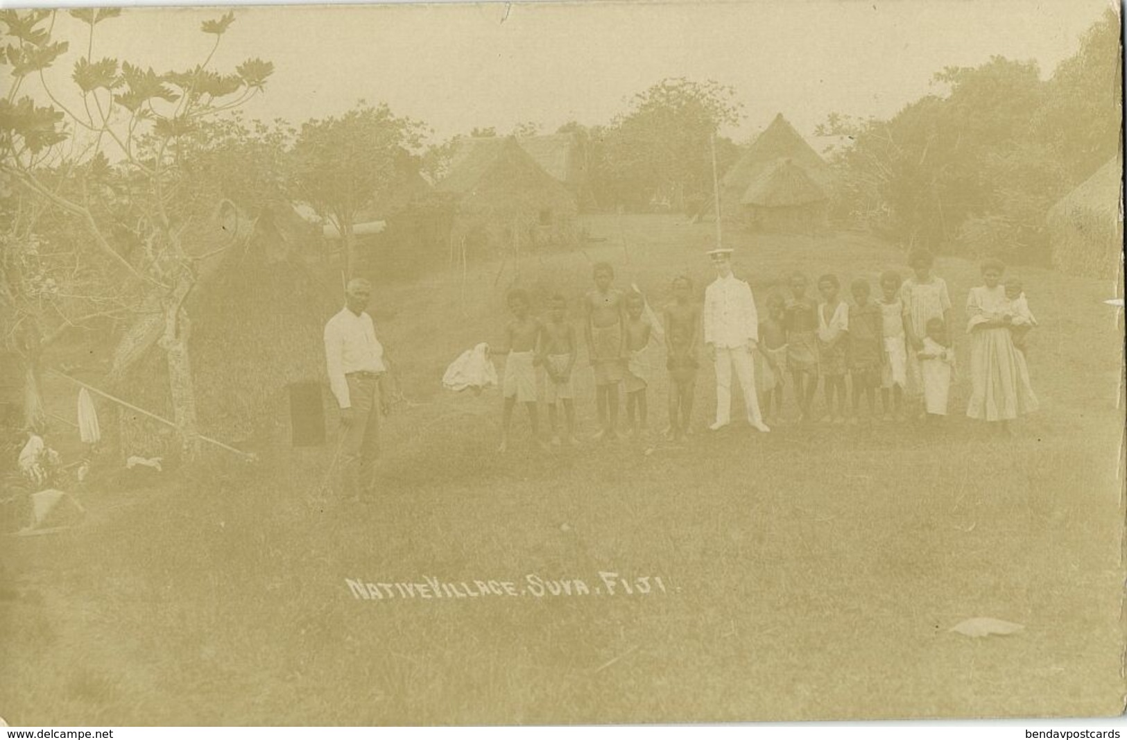 Fiji Islands, SUVA, Native Village (1910s) RPPC Postcard - Figi