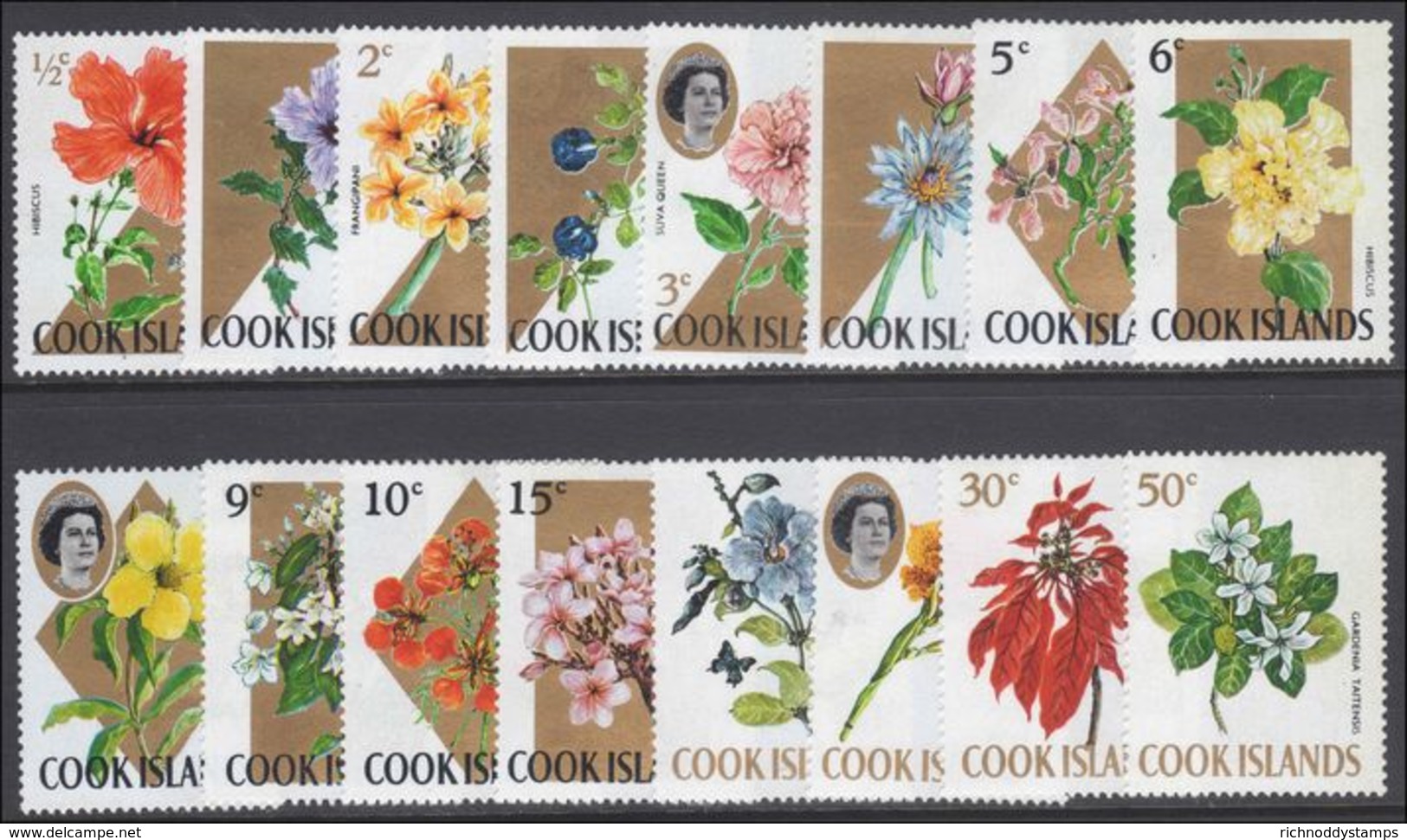 Cook Islands 1967-71 Set To 50c With Fluorescent Markings Unmounted Mint. - Cook Islands