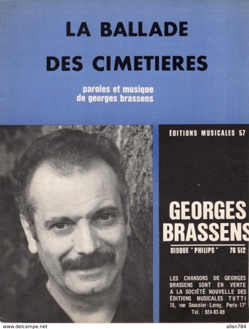 PARTITION GEORGES BRASSENS - LA BALLADE DES CIMETIERRES - 1962 - EXCELLENT ETAT COMME NEUVE - - Other & Unclassified