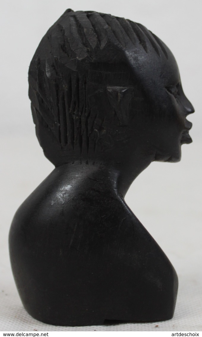 Buste En Ebène - Tête - Coiffure Du Togo Afrique - Art Africain