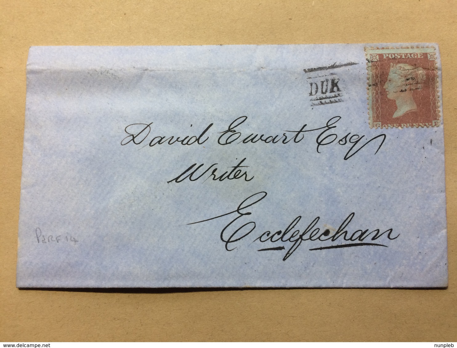 GB Victoria Cover 1857 Edinburgh To Ecclefechan Tied With 1d Red Star - Briefe U. Dokumente