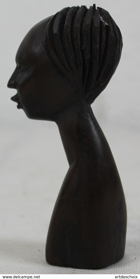 Buste En Ebène - Tête - Coiffure Du Togo Afrique - Art Africain