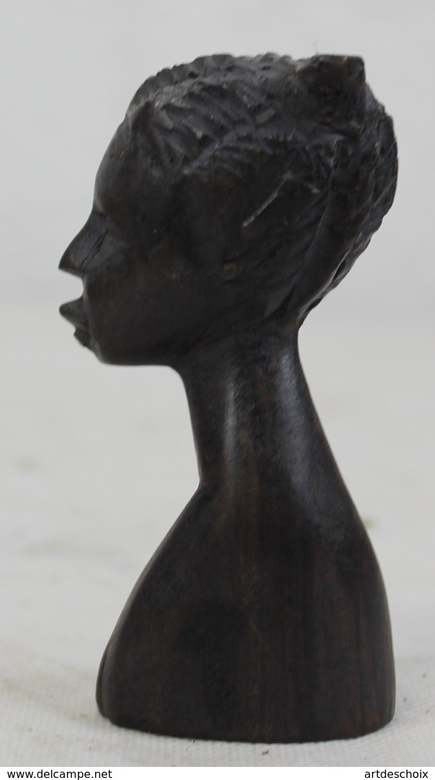 Buste En Ebène - Tête - Coiffure Du Togo Afrique - Art Africain