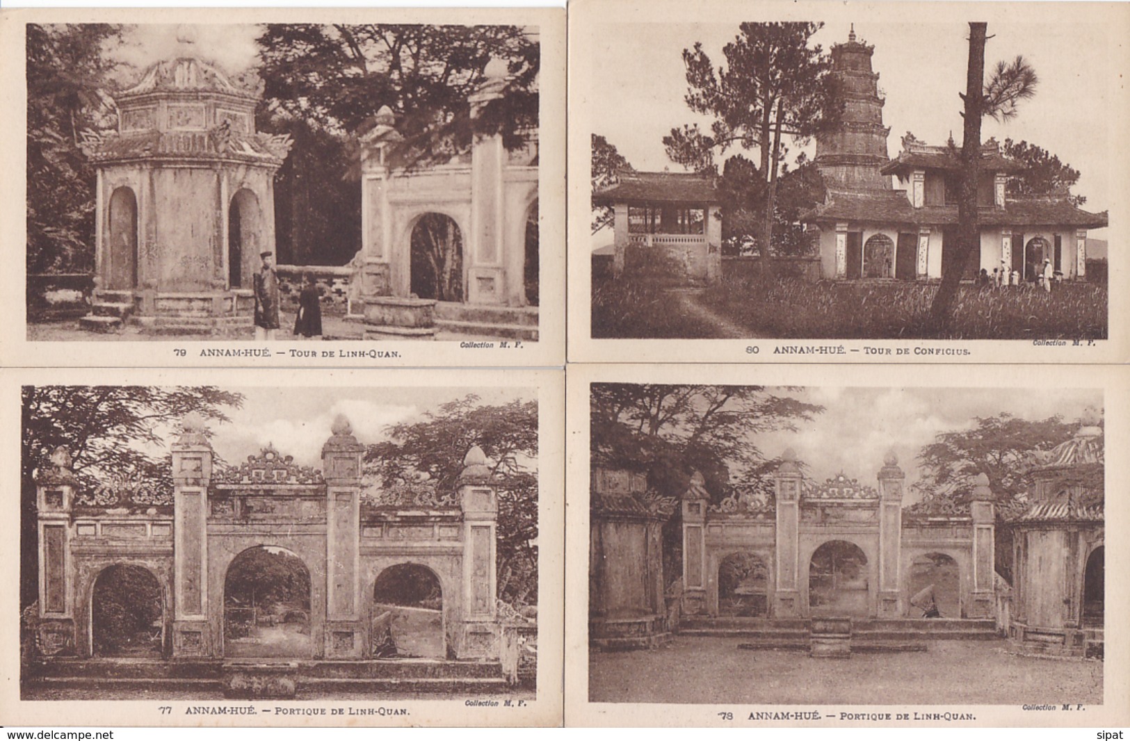 LOT VIETNAM INDOCHINE / ANNAM HUE / 42 CPA tombeau port musée esplanade remparts cavalior palais pavillon temple etc ...