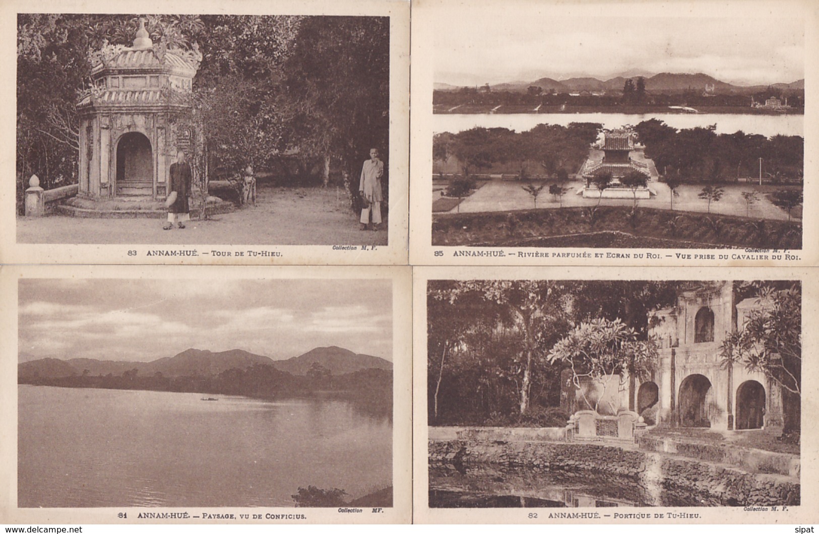 LOT VIETNAM INDOCHINE / ANNAM HUE / 42 CPA tombeau port musée esplanade remparts cavalior palais pavillon temple etc ...