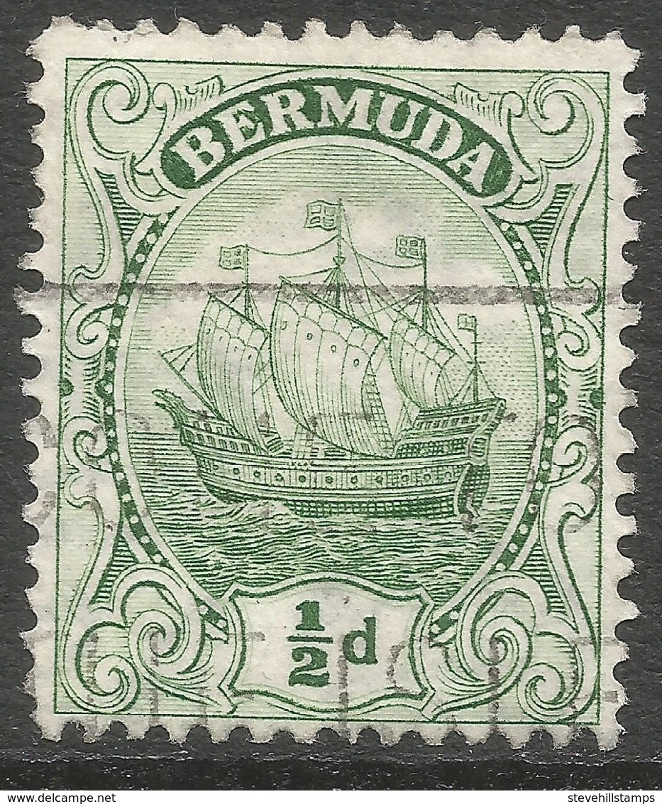 Bermuda. 1922-34 Ship. ½d Used. Mult Script CA W/M SG 77a - Bermuda