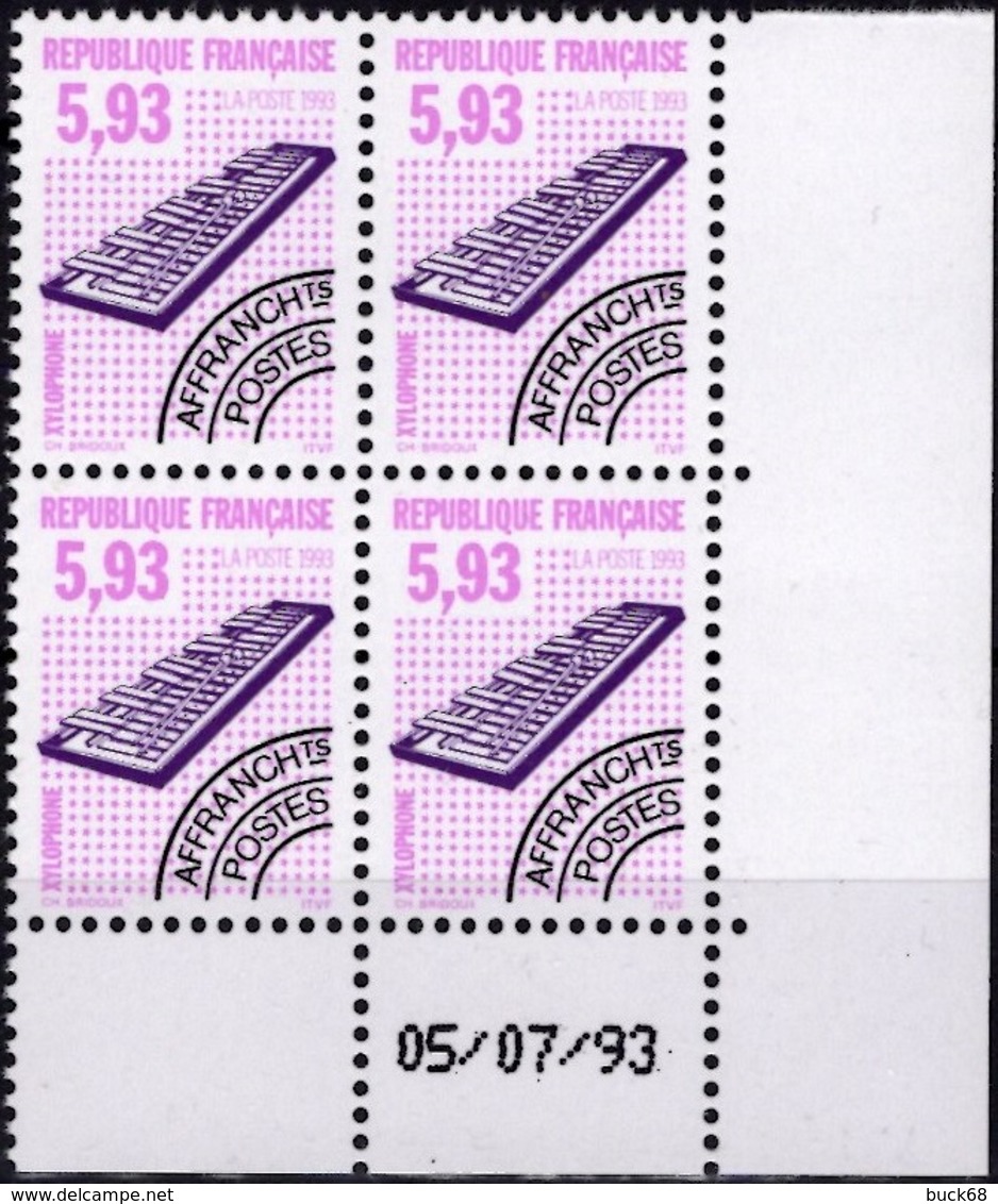 FRANCE Préo 228 à 231 ** MNH Bloc De Quatre Coin Daté Musique Trompette Tambourin Vielle Xylophone (CV 35 €) - 1990-1999