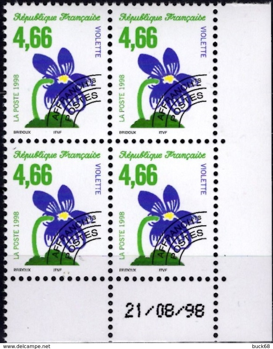 FRANCE Préo 242 Et 243 ** MNH Bloc De Quatre Coin Daté Fleur Sauvage Violette Bouton D'or (CV 33 €) - 1990-1999