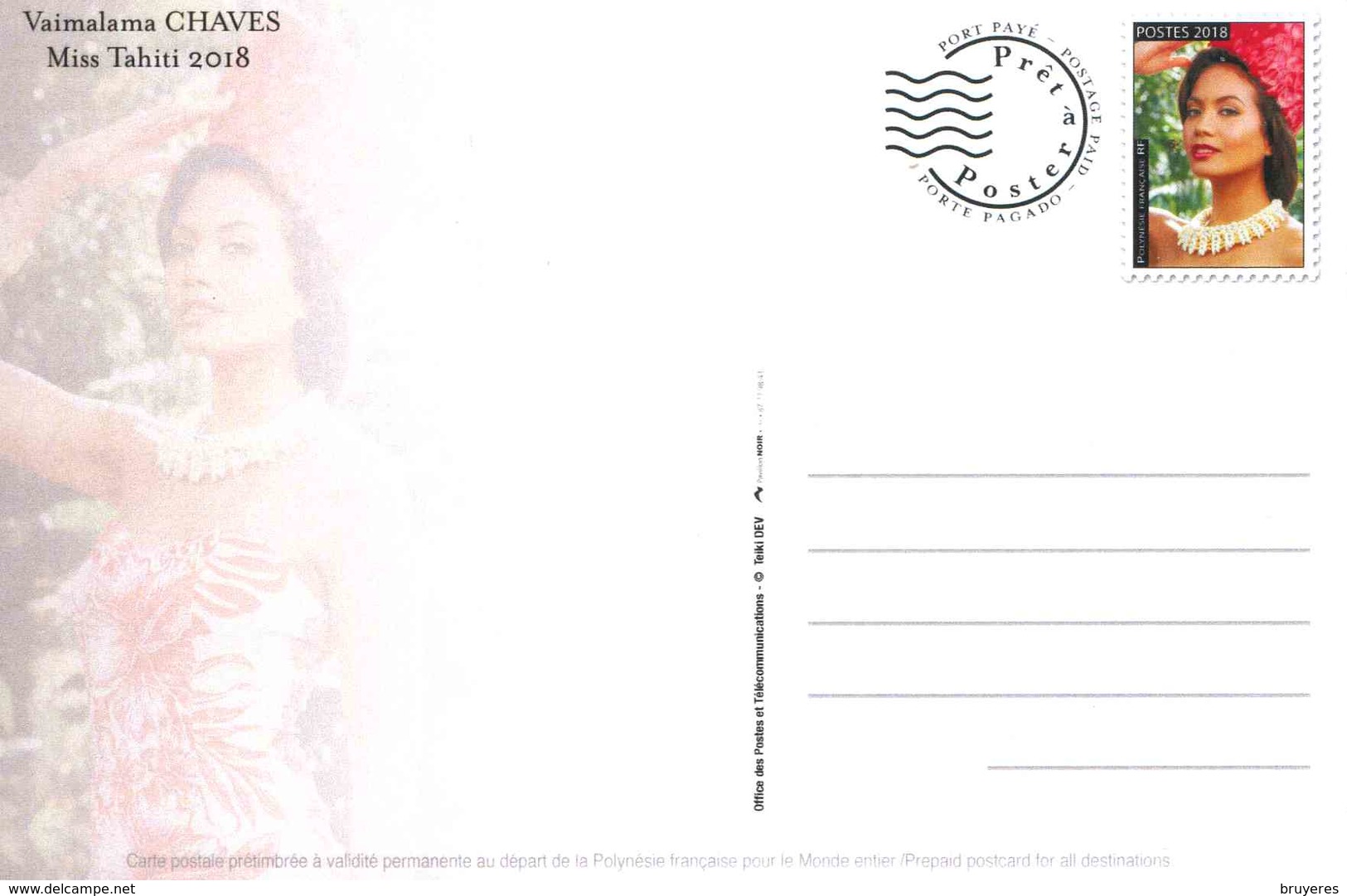 Entier Postal De 2018 De POLYNESIE Sur CP Avec Timbre Et Illust. "Miss TAHITI 2018" - Postal Stationery