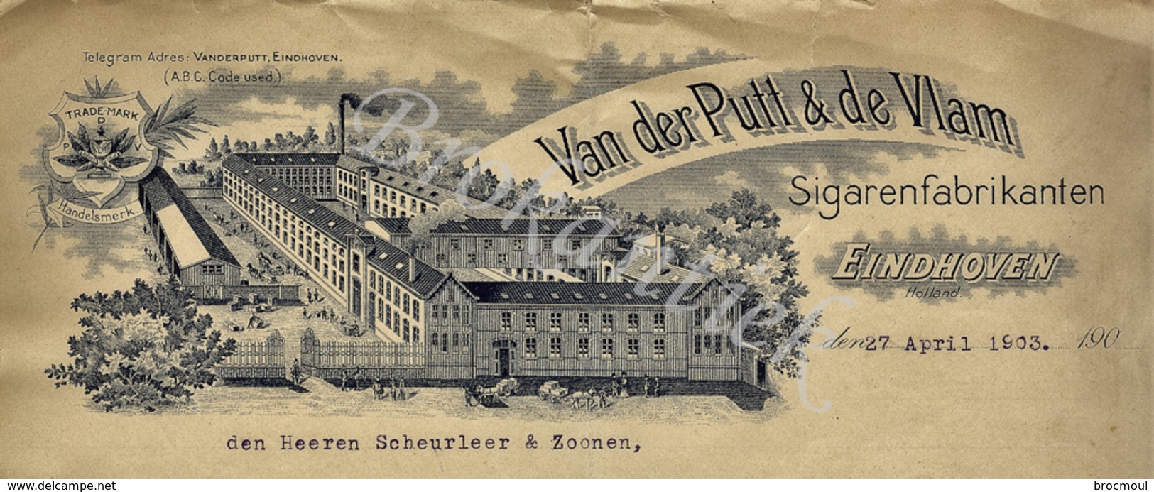 VAN DER PUTT & DE VLAM   Sigarenfabrikanten  EINDHOVEN  Brief Aan Scheurleer En Zonen 27 April 1903 - Pays-Bas