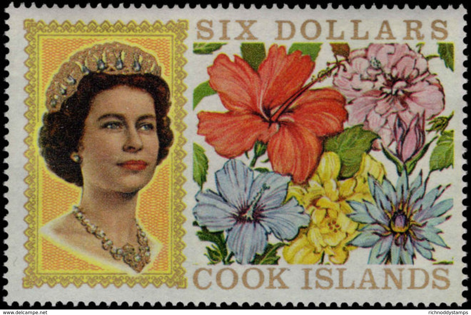 Cook Islands 1967-71 &#36;6 Without Fluorescent Markings Unmounted Mint. - Cook Islands