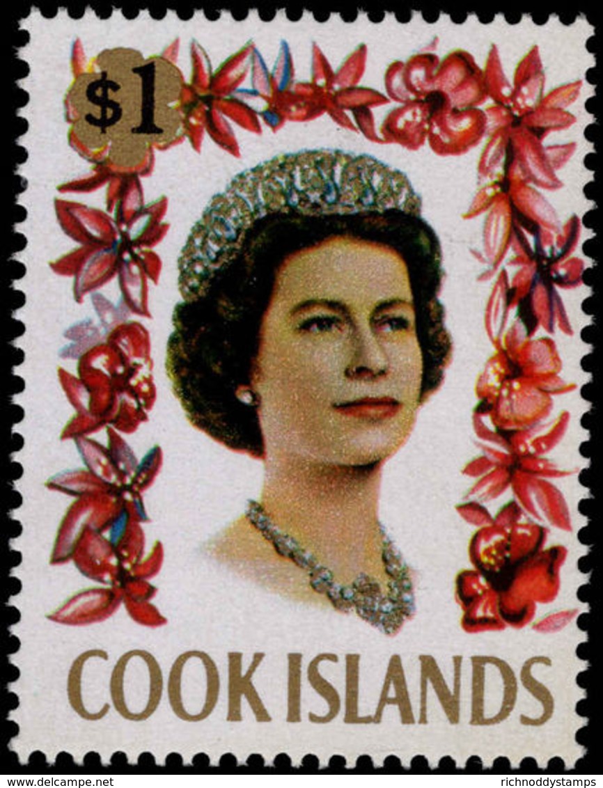 Cook Islands 1967-71 &#36;1 With Fluorescent Markings Unmounted Mint. - Cook Islands